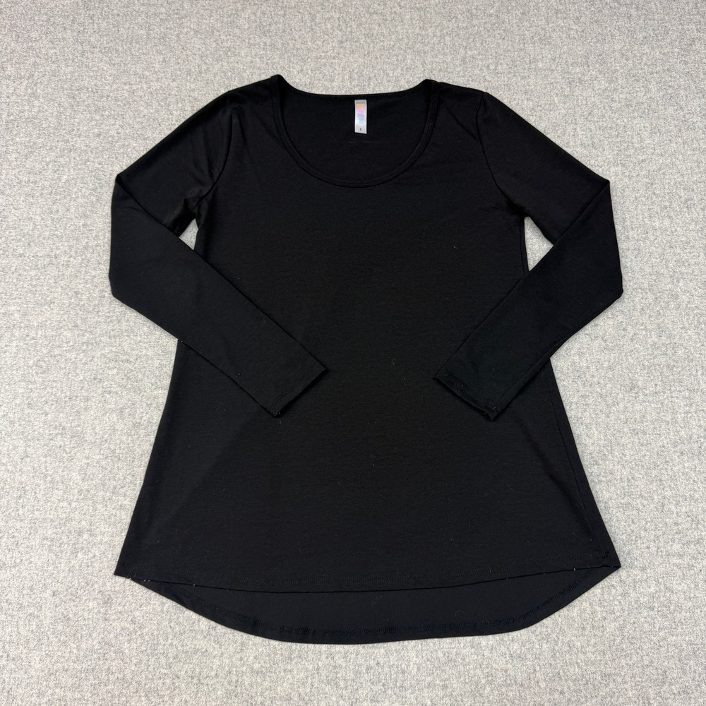 LuLaRoe Tunic Top Size Small Black Long Sleeve Scoop Neck High Low Hem Casual